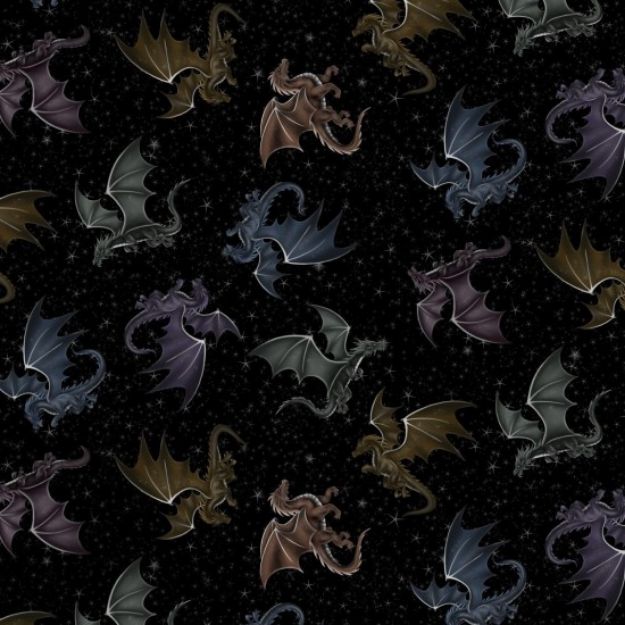 Picture of Fat Qtr Fire & Fury Dragon Black